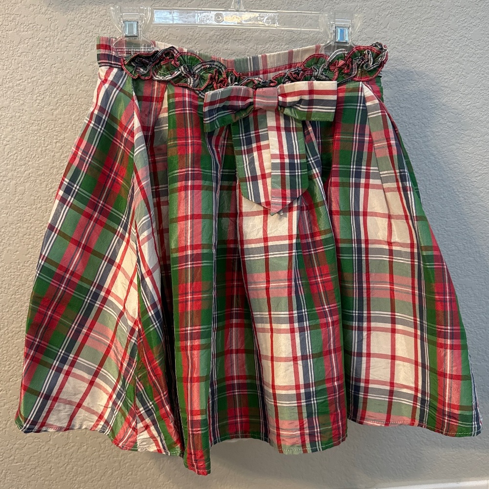 JCrew Crewcuts Holiday Tartan Plaid Silk Skirt Girls Size 4-5